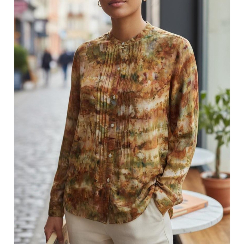 Large Hand-Dyed Cotton Blouse: Reclaimed Eddie Bauer Wearable Art